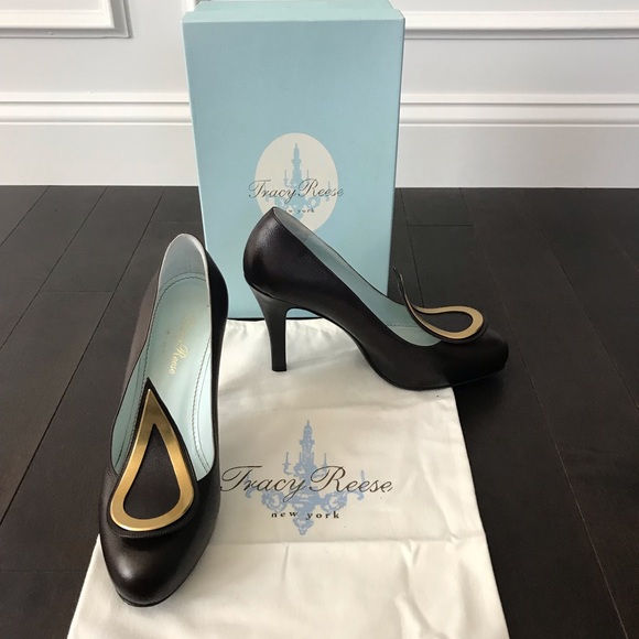 Tracy Reese brown high teardrop pump w/dustbag box - Picture 3 of 8